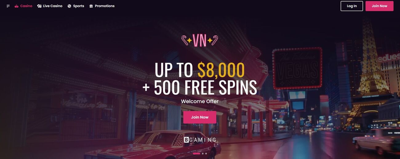 VegasNow welcome bonus